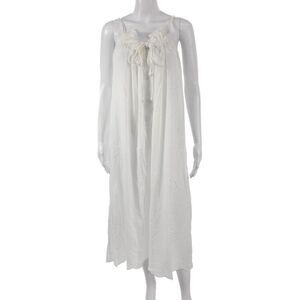 Buggy Womens Sleeveless White Cotton Round Neck Midcalf Drawstring Dress Size M